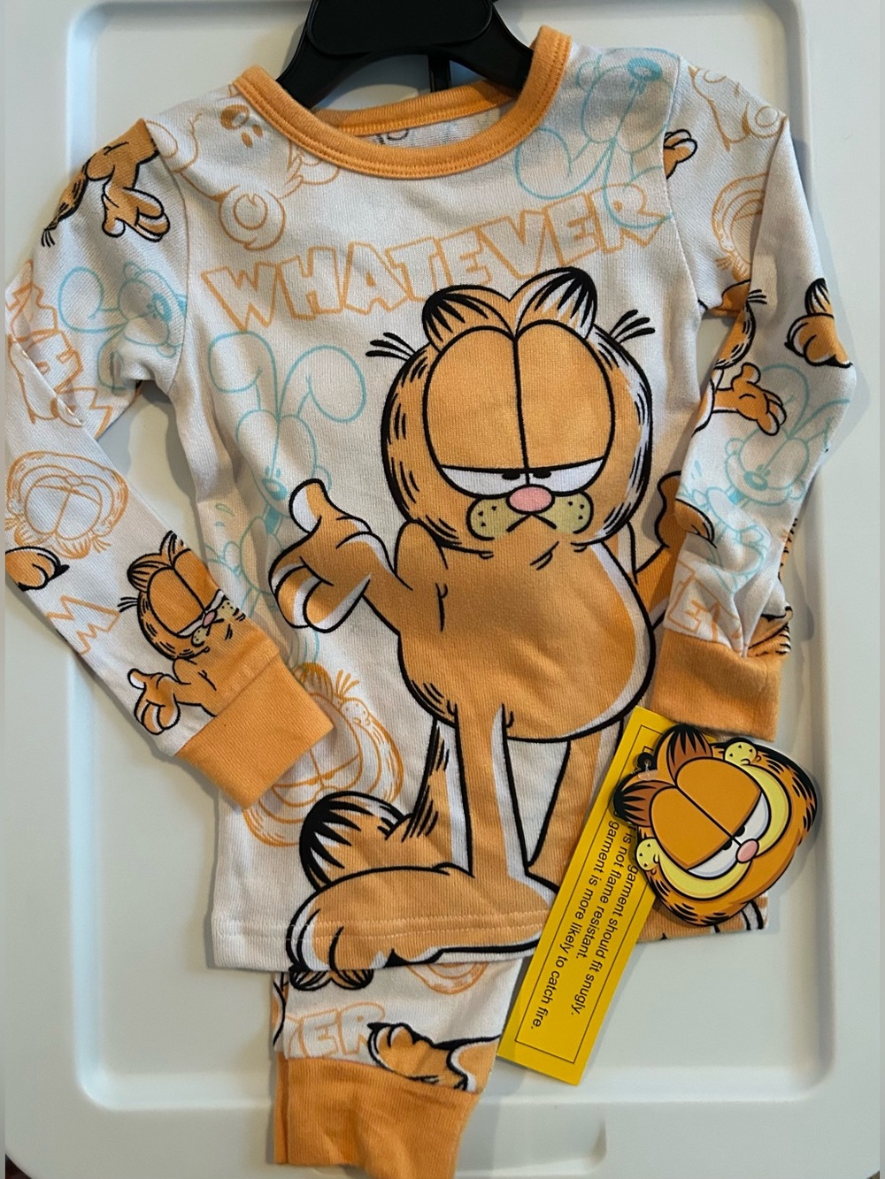 Garfield 2pc Pajama Set Long Sleeve Orange White Toddler Boys Size 4 NWT